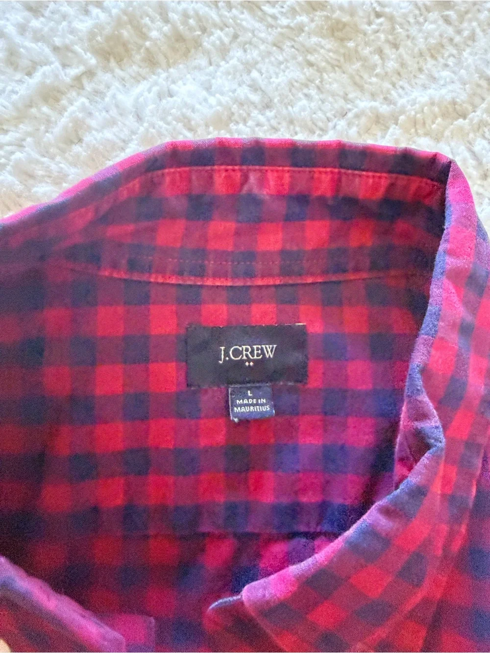 J. Crew Men’s Red & Navy Plaid Button-Down Shirt